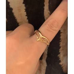 Bague Ajourée Ciselée Forme V En Plaqué or 18 CARATS 750/000