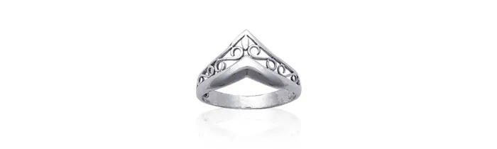 Bague Ajourée Ciselée Forme V En Argent 925/000 Tailles 50 à 62