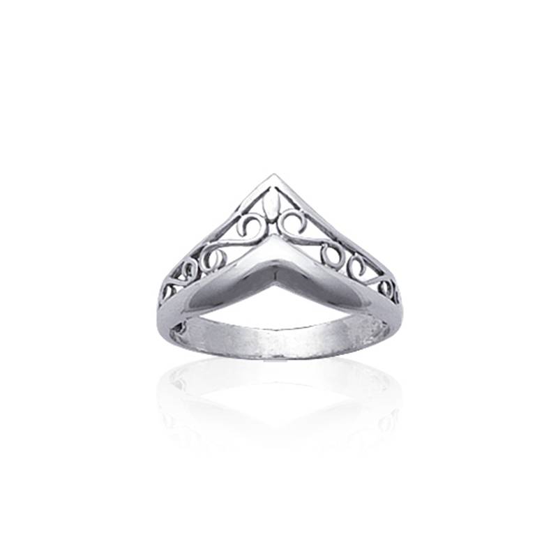 Bague Ajourée Ciselée Forme V En Argent 925/000 Tailles 50 à 62