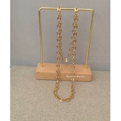 Chaîne 50CM x 6MM Maille Grain De Café Plaqué or 18 CARATS Bijoux