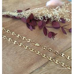 Chaîne 55CM x 6MM Maille Grain De Café Plaqué or 18 CARATS Bijoux
