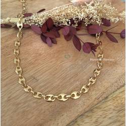 Chaîne 60CM x 6MM Maille Grain De Café Plaqué or 18 CARATS Bijoux