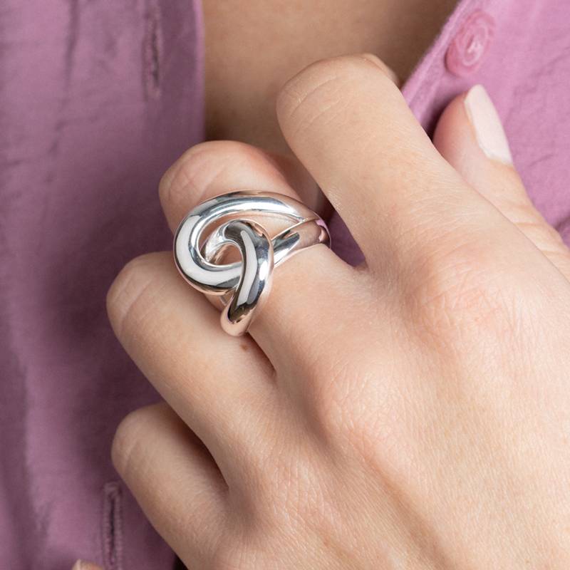 Bague Large Nœud Entrelacé Argent Massif 925/1000 T50 à 64