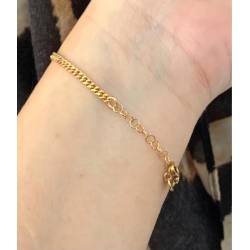 Bracelet maille gourmette en argent 925/1000 Doré orné d'oxydes de Zirconium