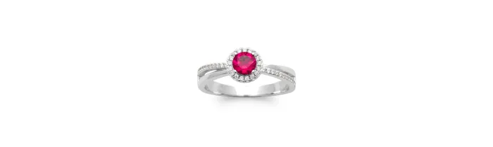 Bague Pierre Rouge Zirconium Rubis Argent Massif 925/000 Rhodié Tailles 50 à 60