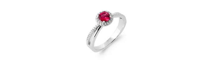 Bague Pierre Rouge Zirconium Rubis Argent Massif 925/000 Rhodié Tailles 50 à 60