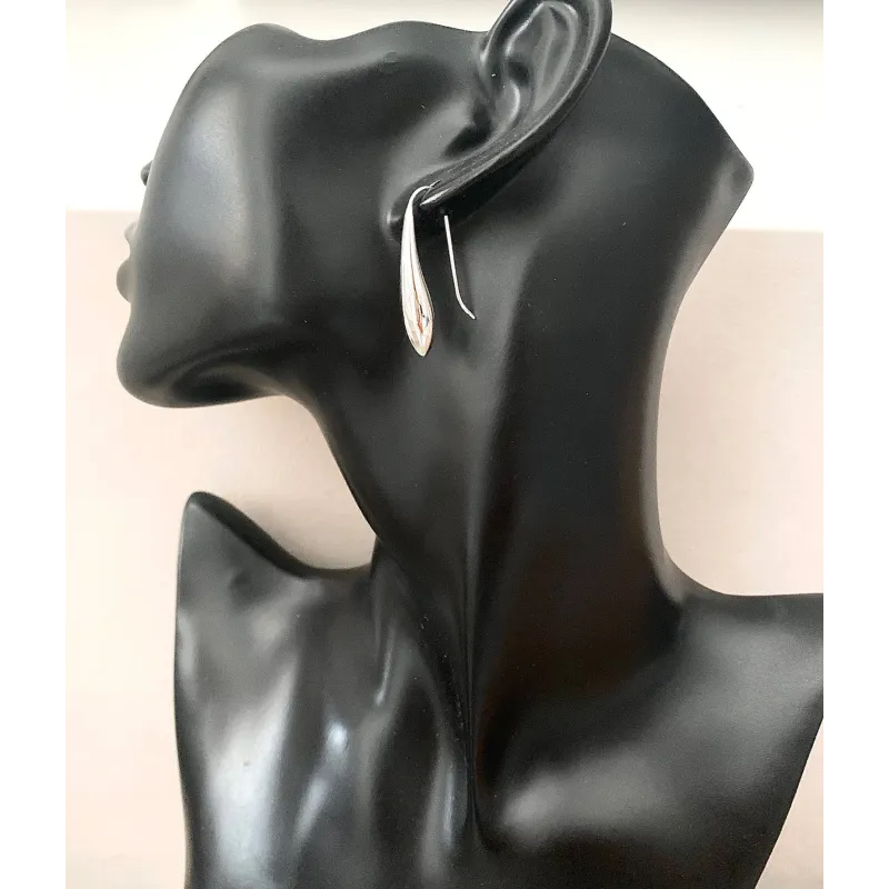Boucles D'oreilles Goutte D'eau En Argent Massif 925/1000 - Bijoux Femme Neufs Avec étiquettes - Fermoir Crochet