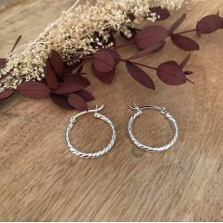 Boucles D'oreilles Créoles Torsadées En Argent Massif 925/1000