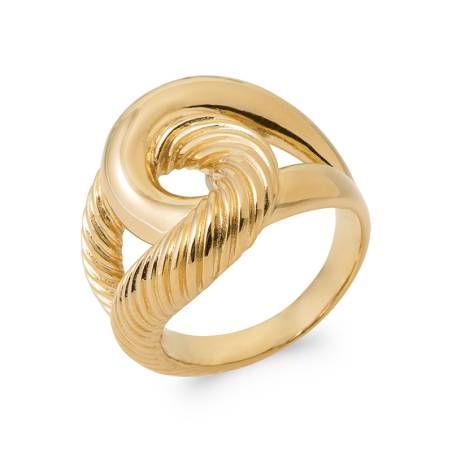 Bague Taille 56 Large Ciselée Nœud Entrelacé Plaqué or 18 Carats 750/000
