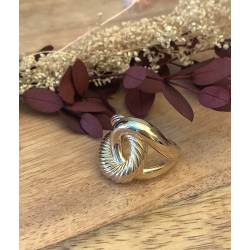 Bague Taille 56 Large Ciselée Nœud Entrelacé Plaqué or 18 Carats 750/000