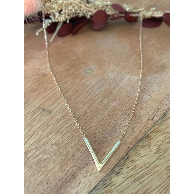 Collier Forme V En Plaqué or 18 carats 750/1000 Bijoux Femme NEUF