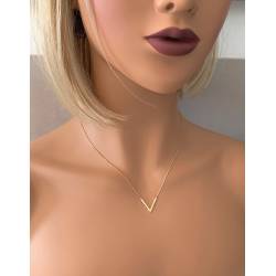 Collier Forme V En Plaqué or 18 carats 750/1000 Bijoux Femme NEUF