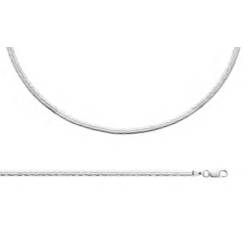 Collier Brillant Maille Plate Ciselée En Argent Massif 925/000