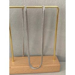 Collier Brillant Maille Plate Ciselée En Argent Massif 925/000