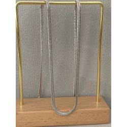 Collier Brillant Maille Plate Ciselée En Argent Massif 925/000