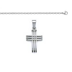 Collier homme, chaîne forçat 55cm + pendentif croix en acier inoxydable