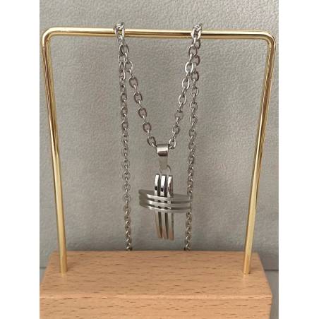 Collier homme, chaîne forçat 55cm + pendentif croix en acier inoxydable