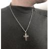 Collier homme, chaîne forçat 55cm + pendentif croix en acier inoxydable