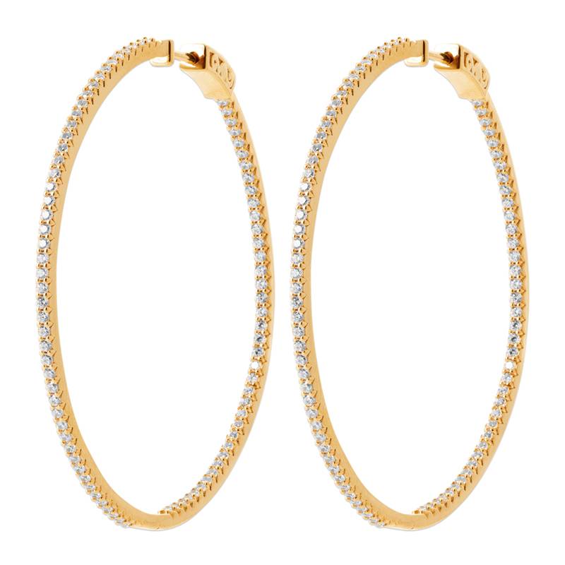 Créoles Empierrées Cubis Zirconium Microserti 5CM Plaqué or 18 CARATS 750/000