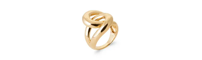 Bague Large Nœud Entrelacé plaqué or 18 Carats Tailles 50 à 66