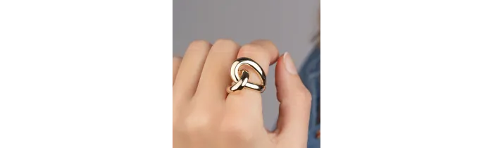 Bague Large Nœud Entrelacé plaqué or 18 Carats Tailles 50 à 66