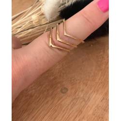 Bague Triple Rang Triangle En Plaqué Or 750/1000 Tailles 50 à 60