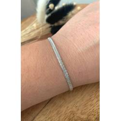 Bracelet Brillant Maille Plate Ciselée En Argent Massif 925/000