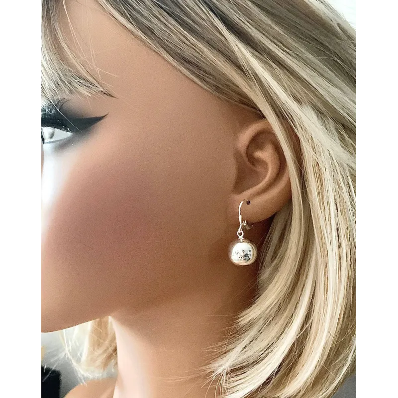 Boucles D'oreilles Dormeuses Argent Massif 925/1000 - Grosses Boules 15 Mm, Marque Bijouxia, Neuves