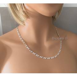 Chaîne 45CM X 3MM Figaro Alternée 1-1 Argent Massif 925/1000