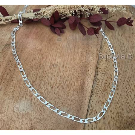 Chaîne 50CM X 3MM Figaro Alternée 1-1 Argent Massif 925/1000