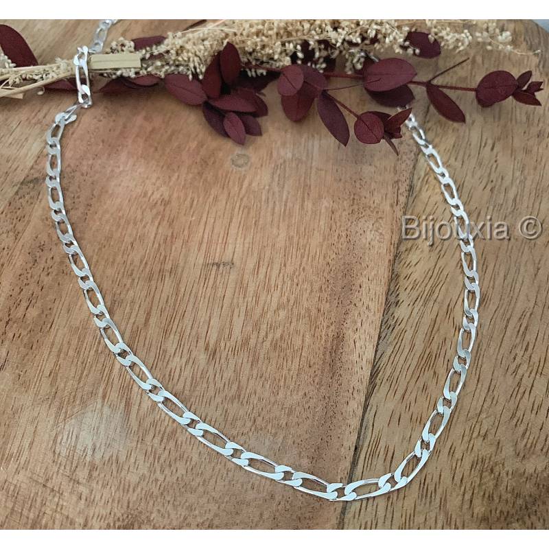 Chaîne 55CM X 3MM Figaro Alternée 1-1 Argent Massif 925/1000
