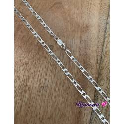 Bracelet 21CM X 3MM Figaro Alternée 1-1 Argent Massif 925/1000