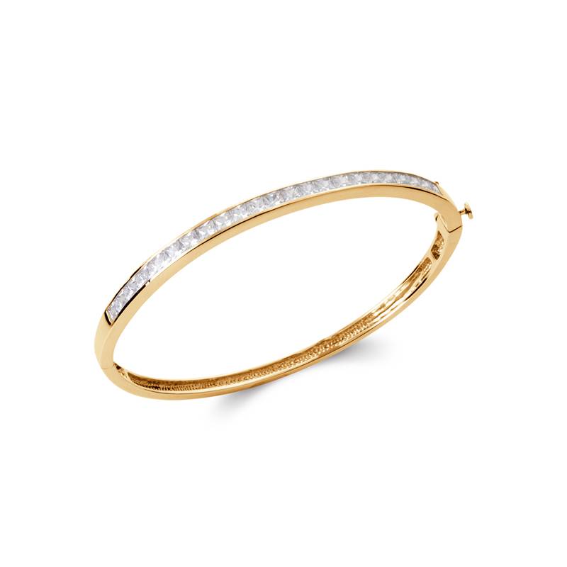 Bracelet Jonc contour Zirconium Ouvrable Plaqué or 18 CARATS 750/000