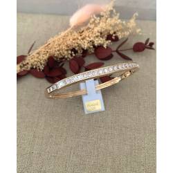 Bracelet Jonc contour Zirconium Ouvrable Plaqué or 18 CARATS 750/000