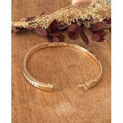 Bracelet Jonc contour Zirconium Ouvrable Plaqué or 18 CARATS 750/000
