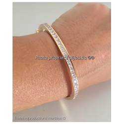 Bracelet Jonc contour Zirconium Ouvrable Plaqué or 18 CARATS 750/000
