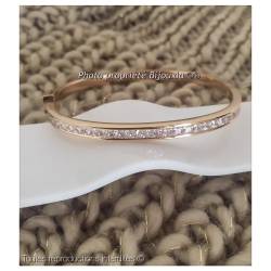 Bracelet Jonc contour Zirconium Ouvrable Plaqué or 18 CARATS 750/000