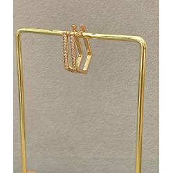 Boucles D'oreilles Créoles Oxydes de Zirconium Microserti Plaqué or 18 CARATS