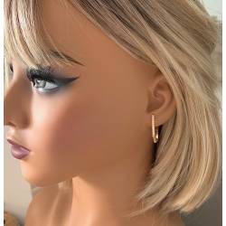 Boucles D'oreilles Créoles Oxydes de Zirconium Microserti Plaqué or 18 CARATS