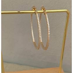 Créoles Empierrées Cubis Zirconium Microserti 4CM Plaqué or 18 CARATS