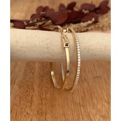 Créoles Empierrées Cubis Zirconium Microserti 4CM Plaqué or 18 CARATS