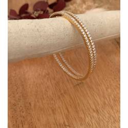 Créoles Empierrées Cubis Zirconium Microserti 4CM Plaqué or 18 CARATS