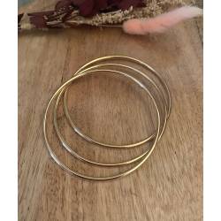 Bracelets Lot Triple Joncs Diamètre 62MM Plaqué Or 18 Carats 750/1000