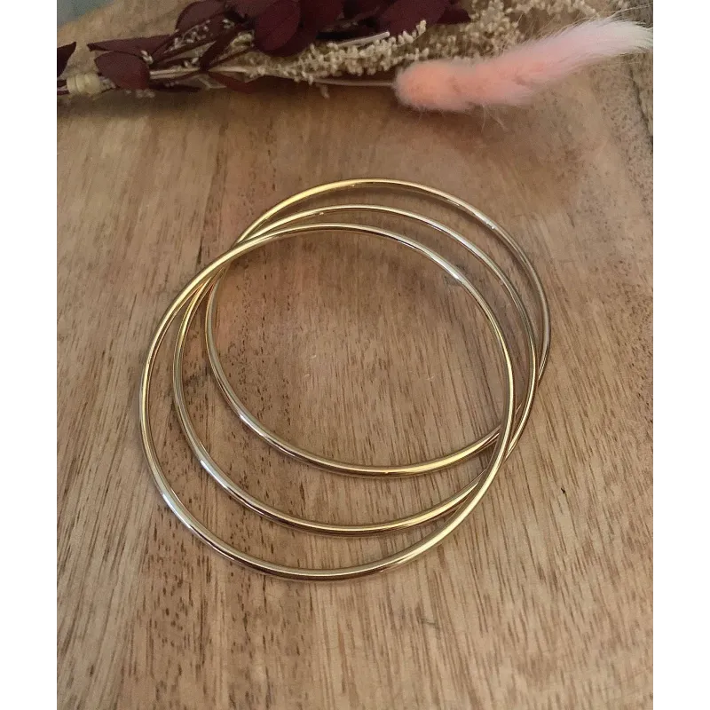 Lot De 3 Bracelets Jonc Entrelacés Plaqué 3 Or 18K - 65 Mm - Pour Femme - Neuf Avec étiquettes