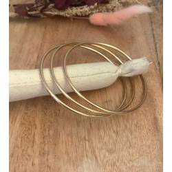 Bracelets Lot Triple Joncs Diamètre 66MM Plaqué Or 18 Carats 750/1000