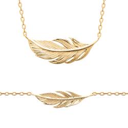 Collier tendance "PLUME" Plaqué Or 18 Carats 750/000