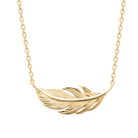 Collier tendance "PLUME" Plaqué Or 18 Carats 750/000