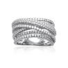 Bague Multi Rangs ZIRCONIUM Entrelacés Argent Massif 925/000 Rhodié CHOIX