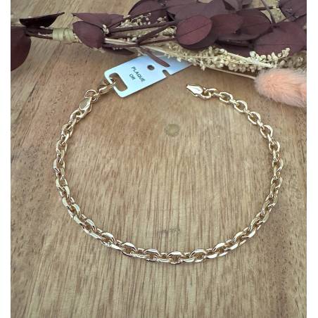 Bracelet Maille Forçat Limée 19CM Plaqué Or 18 Carats 750/1000 MIXTE
