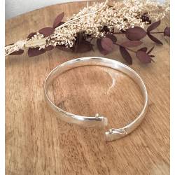 Bracelet Jonc Ovale Ouvrable En Argent Massif 925/1000